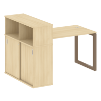 Metal System Quattro Стол офисный с шкафом-купе на О-образном м/к 50БО.РС-СШК-3.2 Т Вяз/Мокко металл 1610×1120×1098 Metal System Quattro Стол офисный с шкафом-купе на О-образном м/к 50БО.РС-СШК-3.2 Т Вяз/Мокко металл 1610×1120×1098