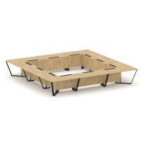 Стол для переговоров квадратный Steel Meet KD-PR.B.SP-24K / Тиквуд Светлый – Металл Черный / 4800×4800×750 Стол для переговоров квадратный Steel Meet KD-PR.B.SP-24K / Тиквуд Светлый – Металл Черный / 4800×4800×750