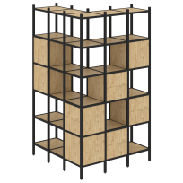 Loft Угловой внешний стеллаж наборный VR.L-53 Тиквуд тёмный/Белый металл 1278×1278×2280 Loft Угловой внешний стеллаж наборный VR.L-53 Тиквуд тёмный/Белый металл 1278×1278×2280