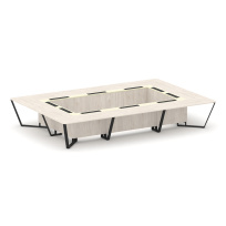 Стол для переговоров прямоугольный Steel Meet KM-PR.B.SP-20K / Тиквуд Светлый – Графит Глянец – Металл Черный / 4800×3200×750 Стол для переговоров прямоугольный Steel Meet KM-PR.B.SP-20K / Тиквуд Светлый – Графит Глянец – Металл Черный / 4800×3200×750