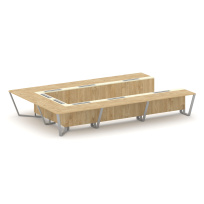 Стол для переговоров П-образный Steel Meet KM-PR.B.SP-15P / Тиквуд Светлый – Графит Глянец – Металл Серый / 4800×3200×750 Стол для переговоров П-образный Steel Meet KM-PR.B.SP-15P / Тиквуд Светлый – Графит Глянец – Металл Серый / 4800×3200×750