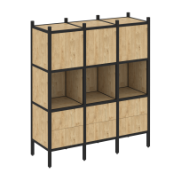 Loft Прямой стеллаж наборный VR.L-08 Тиквуд тёмный/Белый металл 1278×446×1458