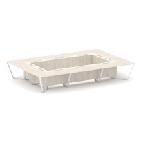 Стол для переговоров прямоугольный Steel Meet KM-PR.B.SP-20K / Тиквуд Светлый – Графит Глянец – Металл Белый / 4800×3200×750 Стол для переговоров прямоугольный Steel Meet KM-PR.B.SP-20K / Тиквуд Светлый – Графит Глянец – Металл Белый / 4800×3200×750