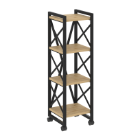 Loft Стеллаж на колесных опорах-4 полки VR.L-MST.K-4.4 Тиквуд тёмный/Чёрный металл 400×400×1334 Loft Стеллаж на колесных опорах-4 полки VR.L-MST.K-4.4 Тиквуд тёмный/Чёрный металл 400×400×1334