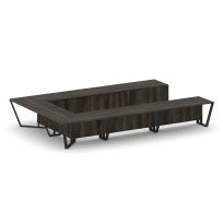Стол для переговоров П-образный Steel Meet KM-PR.B.SP-15P / Тиквуд Светлый – Графит Глянец – Металл Черный / 4800×3200×750 Стол для переговоров П-образный Steel Meet KM-PR.B.SP-15P / Тиквуд Светлый – Графит Глянец – Металл Черный / 4800×3200×750