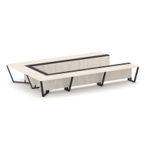 Стол для переговоров П-образный Steel Meet KM-PR.B.SP-15P / Тиквуд Светлый – Графит Глянец – Металл Черный / 4800×3200×750 Стол для переговоров П-образный Steel Meet KM-PR.B.SP-15P / Тиквуд Светлый – Графит Глянец – Металл Черный / 4800×3200×750