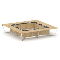 Стол для переговоров квадратный Steel Meet MM-PR.B.SP-20K2 / Тиквуд Светлый – Графит Глянец – Нержавеющая Сталь – Хром / 4000×4000×750 Стол для переговоров квадратный Steel Meet MM-PR.B.SP-20K2 / Тиквуд Светлый – Графит Глянец – Нержавеющая Сталь – Хром / 4000×4000×750