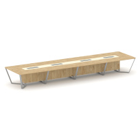 Стол для переговоров прямоугольный Steel Meet KM-PR.B.SP-20 / Тиквуд Светлый – Графит Глянец – Металл Серый / 6400×1600×750 Стол для переговоров прямоугольный Steel Meet KM-PR.B.SP-20 / Тиквуд Светлый – Графит Глянец – Металл Серый / 6400×1600×750