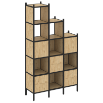 Loft Прямой стеллаж наборный VR.L-22 Тиквуд тёмный/Белый металл 1278×446×2280