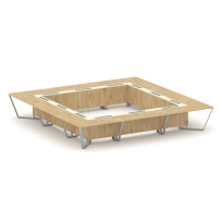 Стол для переговоров квадратный Steel Meet KM-PR.B.SP-24K / Тиквуд Светлый – Графит Глянец – Металл Серый / 4800×4800×750 Стол для переговоров квадратный Steel Meet KM-PR.B.SP-24K / Тиквуд Светлый – Графит Глянец – Металл Серый / 4800×4800×750