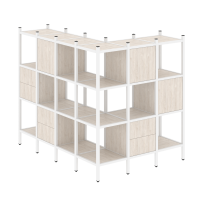 Loft Угловой внешний стеллаж наборный VR.L-52 Тиквуд тёмный/Белый металл 1694×1278×1458 Loft Угловой внешний стеллаж наборный VR.L-52 Тиквуд тёмный/Белый металл 1694×1278×1458