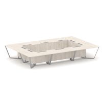 Стол для переговоров прямоугольный Steel Meet KD-PR.B.SP-20K / Тиквуд Светлый – Металл Серый / 4800×3200×750