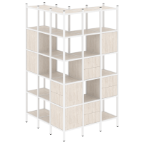 Loft Угловой внешний стеллаж наборный VR.L-53 Тиквуд тёмный/Белый металл 1278×1278×2280 Loft Угловой внешний стеллаж наборный VR.L-53 Тиквуд тёмный/Белый металл 1278×1278×2280