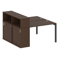 Metal System Quattro Р. ст. с шкафом-купе на П-образном м/к 50БП.РС-СШК-2.2 Т Акация/Антрацит металл 1610*1475*1098
