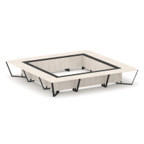 Стол для переговоров квадратный Steel Meet KM-PR.B.SP-24K / Тиквуд Светлый – Графит Глянец – Металл Черный / 4800×4800×750 Стол для переговоров квадратный Steel Meet KM-PR.B.SP-24K / Тиквуд Светлый – Графит Глянец – Металл Черный / 4800×4800×750