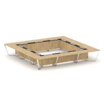 Стол для переговоров квадратный Steel Meet MM-PR.B.SP-24K / Тиквуд Светлый – Графит Глянец – Нержавеющая Сталь – Хром / 4800×4800×750 Стол для переговоров квадратный Steel Meet MM-PR.B.SP-24K / Тиквуд Светлый – Графит Глянец – Нержавеющая Сталь – Хром / 4800×4800×750