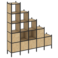 Loft Прямой стеллаж наборный VR.L-23 Тиквуд тёмный/Белый металл 2110×446×2280 Loft Прямой стеллаж наборный VR.L-23 Тиквуд тёмный/Белый металл 2110×446×2280