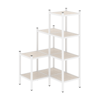 Loft Угловой внутренний стеллаж наборный VR.L-36 Тиквуд тёмный/Белый металл 862×862×1458