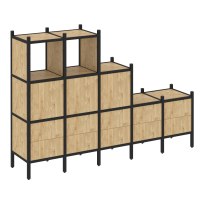 Loft Прямой стеллаж наборный VR.L-19 Тиквуд тёмный/Белый металл 2110×446×1458 Loft Прямой стеллаж наборный VR.L-19 Тиквуд тёмный/Белый металл 2110×446×1458