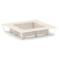 Стол для переговоров квадратный Steel Meet KD-PR.B.SP-20K2 / Тиквуд Светлый – Металл Белый / 4000×4000×750 Стол для переговоров квадратный Steel Meet KD-PR.B.SP-20K2 / Тиквуд Светлый – Металл Белый / 4000×4000×750