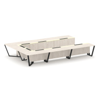 Стол для переговоров П-образный Steel Meet KM-PR.B.SP-15P / Тиквуд Светлый – Графит Глянец – Металл Черный / 4800×3200×750 Стол для переговоров П-образный Steel Meet KM-PR.B.SP-15P / Тиквуд Светлый – Графит Глянец – Металл Черный / 4800×3200×750