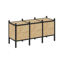 Loft Прямой стеллаж наборный VR.L-06 Тиквуд тёмный/Белый металл 1278×446×636