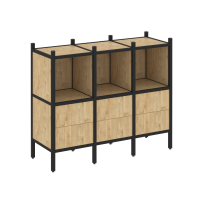 Loft Прямой стеллаж наборный VR.L-07 Тиквуд тёмный/Белый металл 1278×446×1047